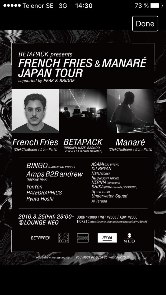 MANARÉ – ASIAN TOUR – MARCH 2016